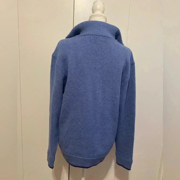 100% Irish WOOL SWEATER by Irelands Eye MENS Blue 1/4 Size Medium - Picture 3 of 6